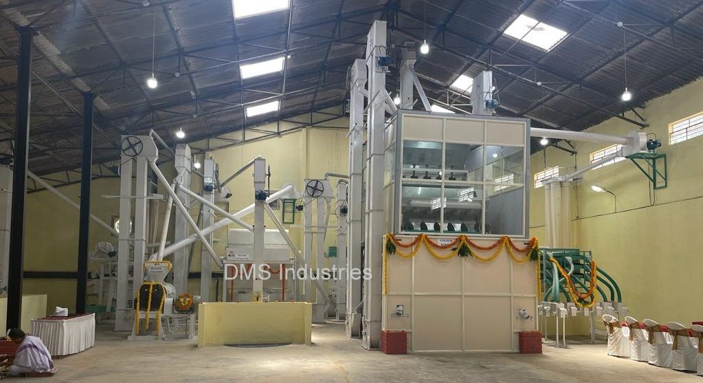 Coffee processing machinery in operation